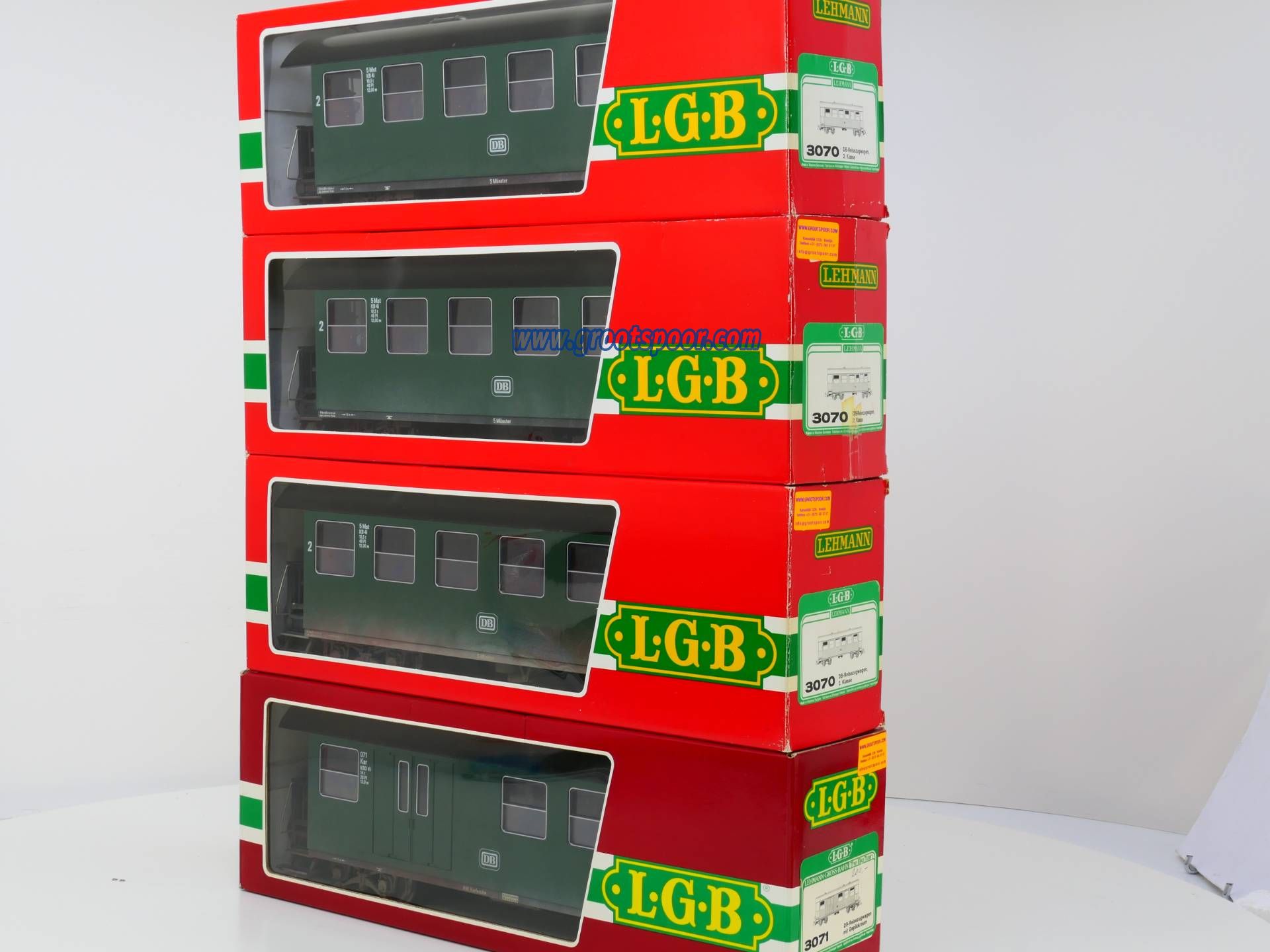 Set LGB 3x 3070 / 1x 3071 DB Personenzug, Metallrader, Gealtert