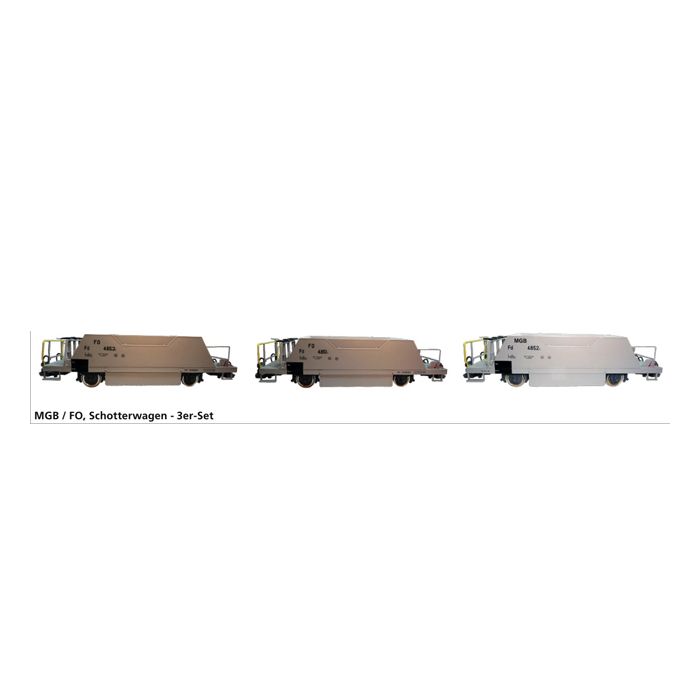 ESU-Pullman 36050 Schotterwagen Set (MGB Fd 4852, FO Fd 4851, FO Fd 4853), grau, Epoche V/VI