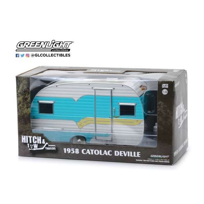 GSDCCgl 00018450A Catolac DeVille Travel Trailer *Hitch & Tow Trailers Series 5*, white/blue 1/24