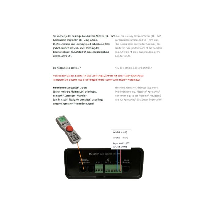 Mxion 6000 30B (Digital-Booster, alle Protokolle, alle Spuren + Systeme (DCC, Motorola,MZS) Isolierverbinden: Ohne