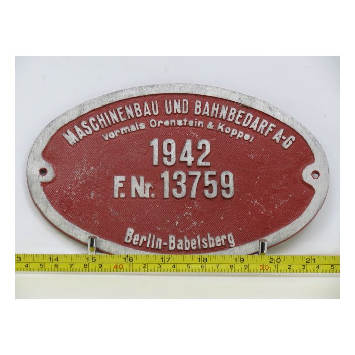 EisenbahnSchild O&K 13759 DRB 86 744 1942			