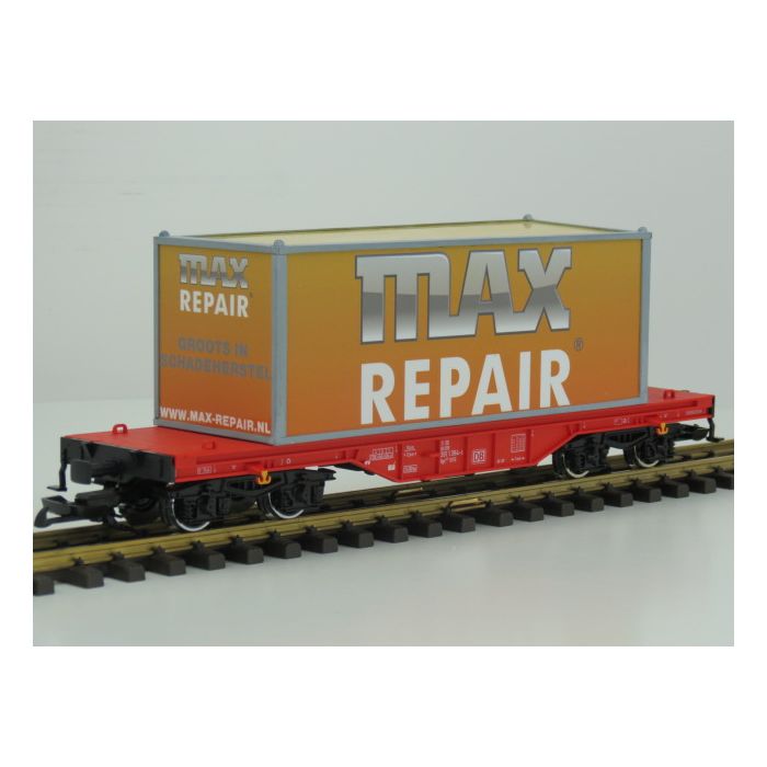 PIKO 37706 G-Flachwg. mit Container MAX Repair, Unikat,Eigenbau, Metallrader