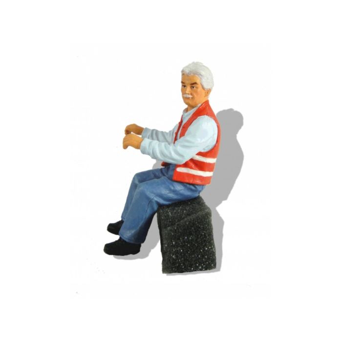 Prehm-Miniaturen 500077 Lokführer - sitzend mit Warnweste