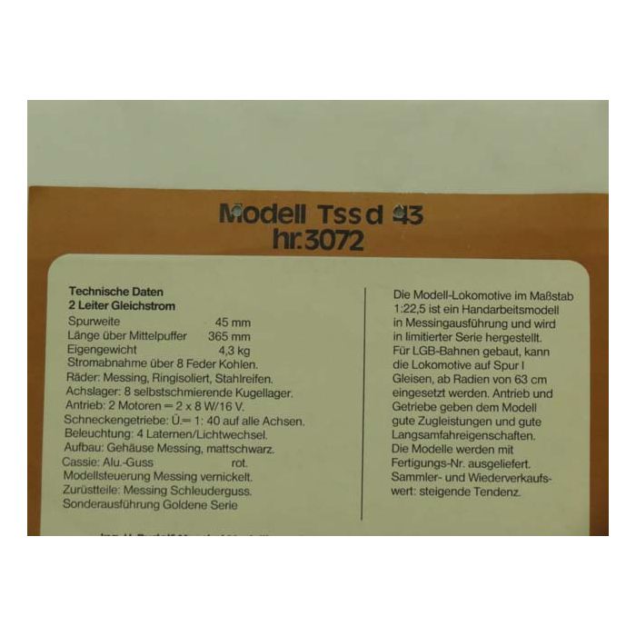 Muschal-Modellbau Tssd 43 hr 3072 Messing/Alu.-guss handwek model