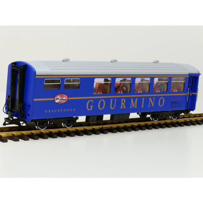 LGB 31680 RhB-Speisewagen Gourmino WR 3812, Limited Edition, Metallrader, Stromabnahme, beleuchting, 3 Figuren