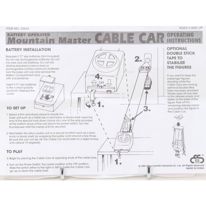 Fur LGB / RIGIBAHN Mountain Master Cable Car ES Toys No 03504 , Battery operated