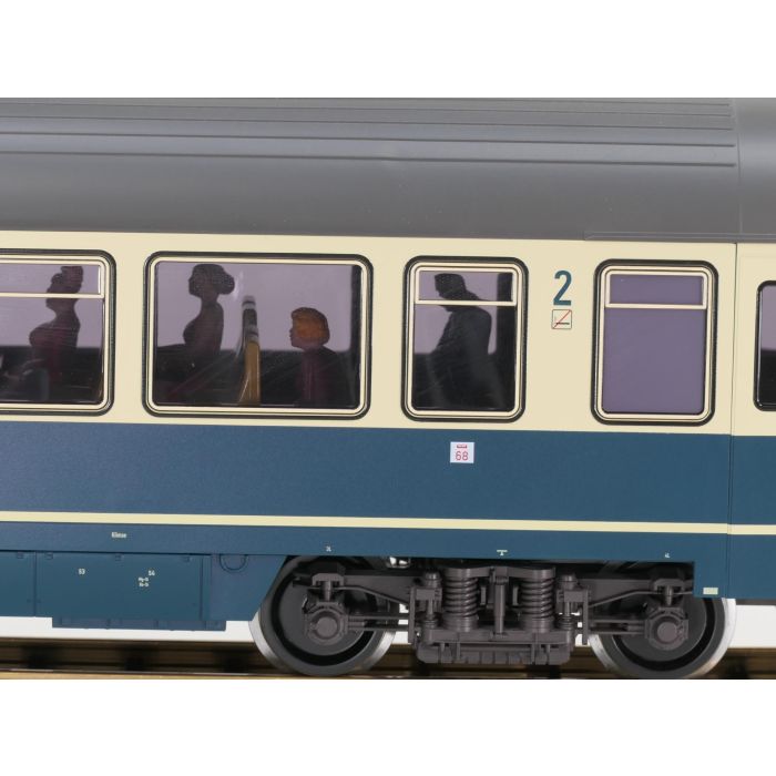 PIKO 37660 G-Personenwagen Bpmz 2. Kl. DB IV, Beleuchtung, 15 Figuren, Metallrader