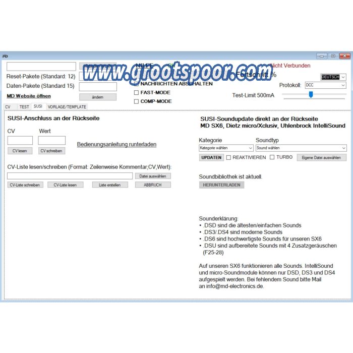 Mxion 0024+0054 CV Programmier und Decoderprogrammer + SUSI Soundladeadapter PC Modul Mit Updaterkabel (für Decoderupdates)