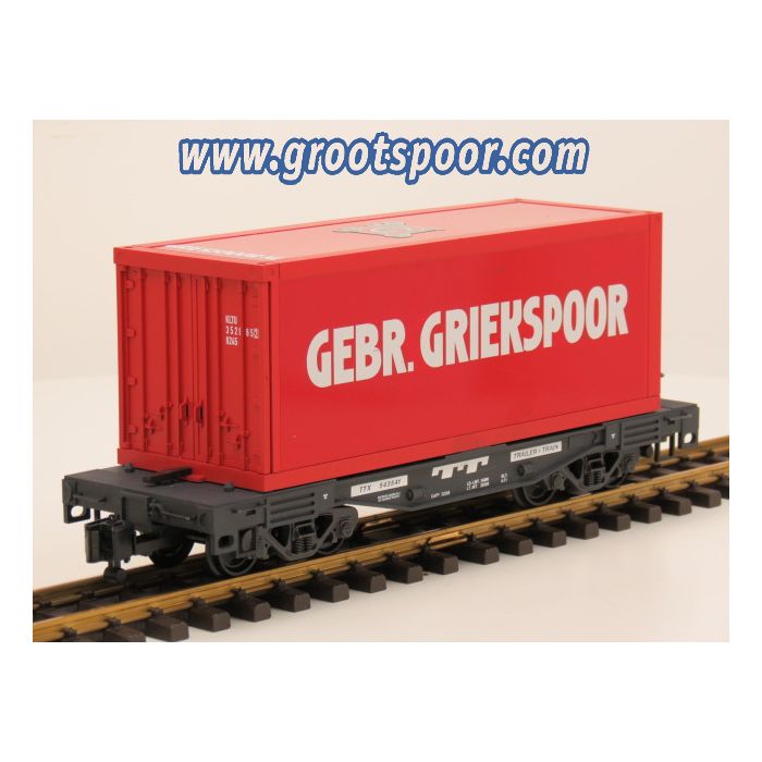 LGB 40853 Trailer Train Containerwagen met Gebr. Griekspoor container, met Klauw-koppelingen