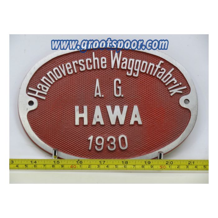 EisenbahnSchild HAWA  Hannoversche Waggonfabrik 1930