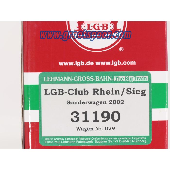 LGB 31190 RS Sonderwagen 2002 LGB Club Rhein/Sieg Wagen Nr. 029, Metallrader