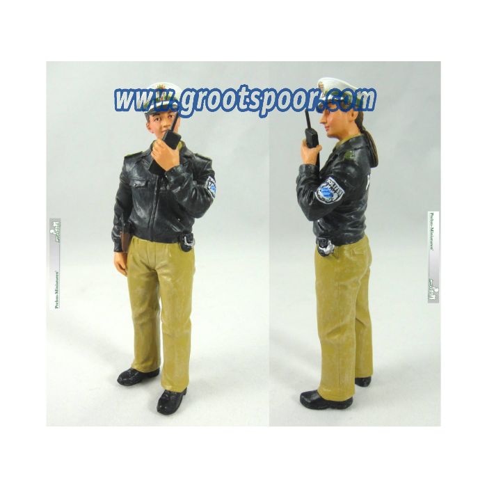 Prehm-miniaturen 500046 Polizistin, grüne Uniform mit Funk gerät Polizei