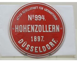 Lokplaat No 994 Hohenzollern 1897 Düsseldorf