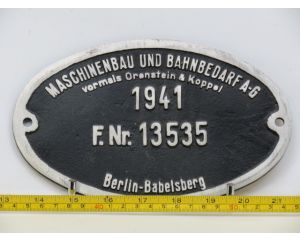 EisenbahnSchild Maschinenbau und Bahnbedarf A-G vormals Orenstein & Koppel 1941