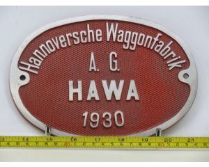 EisenbahnSchild HAWA  Hannoversche Waggonfabrik 1930