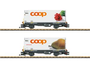 LGB 45889 RhB Containerwagen Set "coop®" Metallrader