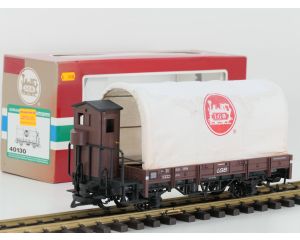 LGB 40130 Niederbordwagen mit Bremserhaus und Plane
