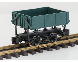 Bachmann 92502 1:20.3 Scale Side-Dump Car - Green, metallrader, Klauwkoppeling