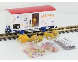 LGB 4036 Circus Wagon Altenfürt/Fischbach, Metallrader, Laufbrucke, Tiere, Dompteur