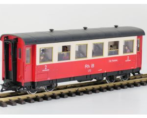 LGB 3064 C Eilzugwagen Rhb, Kugellager Metallrader, Stromabnahme, Innenbeleuchtung, 14 Figuren