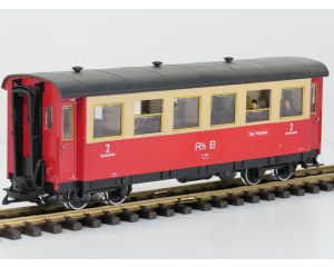 LGB 3064 C Eilzugwagen Rhb, Kugellager Metallrader, Stromabnahme, Innenbeleuchtung, 14 Figuren