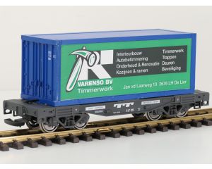 LGB 49085 Trailer Train Containerwagen met Varenso container, Metallrader