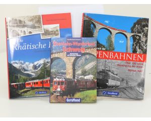 GeraMond boekenset Eisenbahn-Wunderland Schweiz, Die Rhätische Bahn en Das große Buch der Alpenbahnen - Hardcover #8716