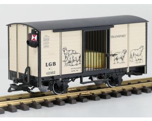 LGB 42362 Güterwagen Schaf Transportwagen mit Sound, 2st. Kugellager Metallrader, Stromabnahme. Schlusslicht