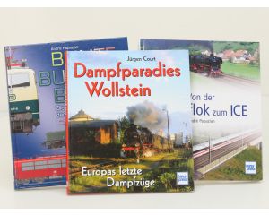 Transpress spoorwegenboeken set Bunte Bundesbahn: Die farbigen Jahre der DB 1980 bis 1993, Von der Dampflok zum ICE en Dampfparadies Wollstein - Hardcover #8737