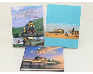 Set van 3 spoorwegenboeken Beroemde treinreizen rond de wereld, De wereld rond per trein en Onder Stoom - Hardcover #8741