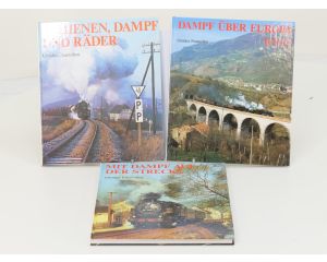 Set van 3 spoorwegenboeken Schienen, Dampf und Räder, Dampfzüge über Europa West en Mit Dampf auf der Strecke - Hardcover #8742