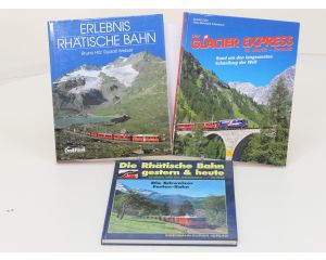 Set van 3 spoorwegenboeken Erlebnis Rhätische Bahn, Der Glacier Express en Die Rhätische Bahn gestern und heute - Hardcover #8753
