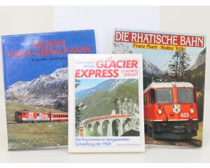 Set van 3 spoorwegenboeken Glacier Express St. Moritz - Zermatt, Erlebnis Furka-Oberalp-Bahn en Die Rhätische Bahn - Hardcover #8754