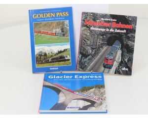 Set van 3 spoorwegenboeken Golden Pass, Schweizer Bahnen - Unterwegs in die Zukunft en Glacier Express: Alles über den langsamsten Schnellzug der Welt - Hardcover #8755