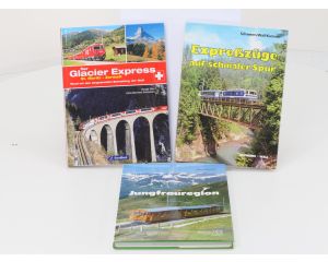 Set van 3 spoorwegenboeken Der Glacier-Express : Zermatt - St. Moritz, Expreßzüge auf schmaler Spur en Jungfrauregion - Hardcover #8756