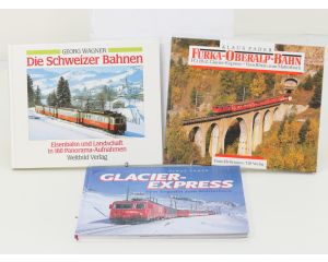 Set van 3 spoorwegenboeken Die Schweizer Bahnen, Furka - Oberalp- Bahn en Glacier Express: Von St. Moritz nach Zermatthorn - Hardcover #8764