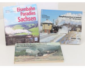 Set van 3 spoorwegenboeken Eisenbahnparadies Sachsen, Dampflokomotiven in Sachsen en Dampflokomotiven in Thüringen - Hardcover #8768