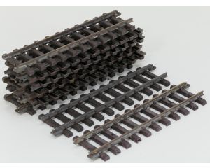 LGB 10000 Set 12 St. Gerades Gleis, 300mm, Buiten gebruikt,, Ongepoetst, Met Schroefbare railverbinders