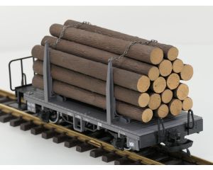 LGB 45140 RhB-Rungenwagen Kkp 7363, Metallräder & Extra Baumstämme
