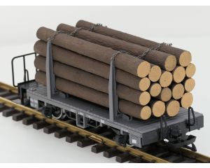 LGB 45140 RhB-Rungenwagen Kkp 7363, Metallräder & Extra Baumstämme