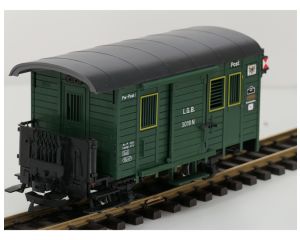 LGB 3019 N Post wagon mit Metallräder, Stromabnehmer, Innen- und Rückleuchtenr 