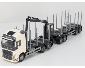 Schaal 1:25 EMEK Volvo FH12 6x4 Wit Hout Transporter met 4-as Houttransport trailer #9373