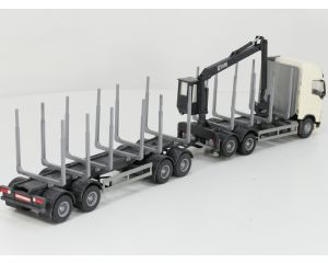 Schaal 1:25 EMEK Volvo FH12 6x4 Wit Hout Transporter met 4-as Houttransport trailer #9373