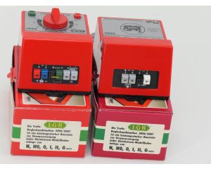 LGB 5006+5007 Set : 5006 Transformator 220V (AC)17V, 2 uitgangen: 1x 2/2,7A, 1x 1.2A (AC), 5007 Electronic Fahrregler 2/2,4A  0-18V (DC)