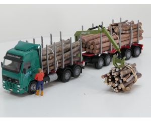 EMEK Volvo FH16 6x4 Globetrotter Groen Hout Transporter met 4-as Houttransport trailer Inc Figuur