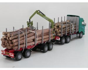 EMEK Volvo FH16 6x4 Globetrotter Groen Hout Transporter met 4-as Houttransport trailer Inc Figuur