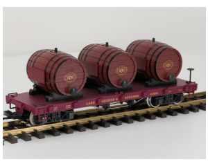 LGB 41693 LG&B®-Flachwagen mit Fässern, Metallrader