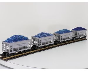 PIKO 37151 Set van 4 Schüttgutwagen der Naturstein- & Basaltwerke Mieselbrunn, Metallrader