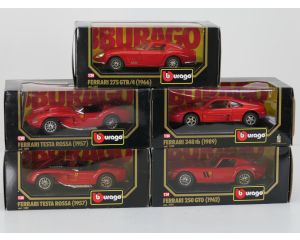 Schaal 1:24 Bburago 1507, 1507, 1510, 1511 en 1539 set van 5 Ferrari's (Testarossa, 250 GTO, 275 GTB/4 en 348 tb) #9645