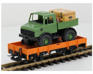 LGB 4010 G Lageboordwagen met Unimog belading, Metallrader